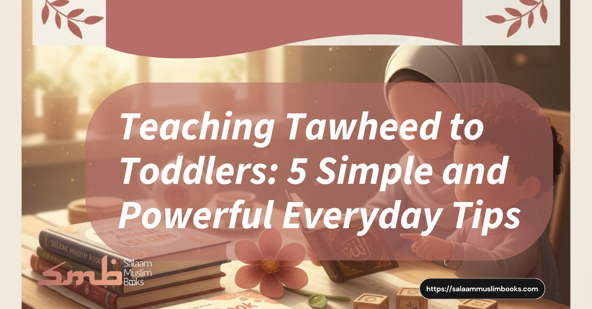 A Muslim parent and toddler in a simple, everyday moment, illustrating a gentle tip for teaching Tawheed to toddlers.